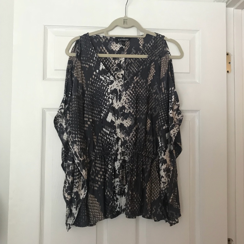 Snakeskin Express Blouse with Cold Shoulder